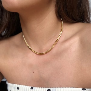 Thin Gold Choker, 18k Gold Plated Chain, Curb Chain Link, Cuban Chain Necklace, Gold Chain Necklace for Woman, Chain Link Necklace, Classic