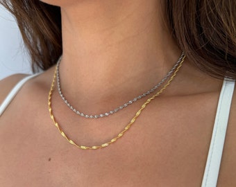 Dainty Twisted Necklace • Singapore Necklace • Layering Necklace • Dainty Silver Necklace • Minimalist • Gold Twist Chain Necklace
