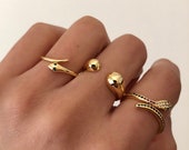 18K Gold Plated RINGS Adjustable Gold Rings Snake Ring Spring Gift