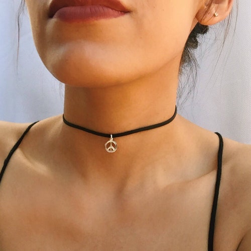 Thin Leather Chokers Black/black Dainty 
