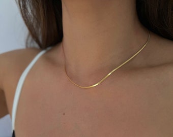 Gold Dainty Snake Chain • Herringbone Necklace • Layering Necklace • Dainty Silver Necklace • Minimalist • Gold Snake Chain • Gifts for Her