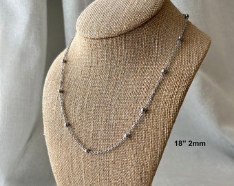 Silver Dainty Ball Chain • Layering Necklace •  Stainless Steel • Satellite Chain • Gifts for Her • Minimalist Silver Necklace