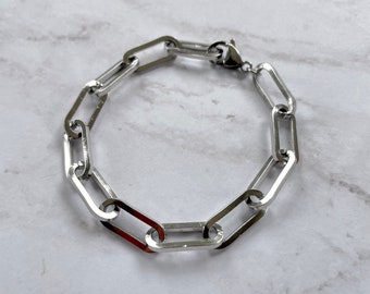 Stainless Steel Bracelets/ Oval Link, Curb Chain, Figaro, Chunky Silver Bracelets/ Gifts for Christmas