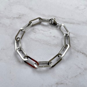 Stainless Steel Bracelets/ Oval Link, Curb Chain, Figaro, Chunky Silver Bracelets/ Gifts for Christmas