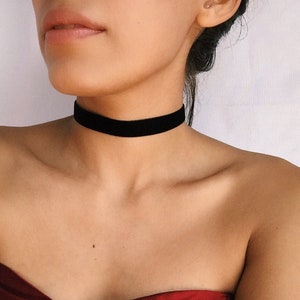 Luxe Black Velvet Choker / STAINLESS STEEL / Thick Black Choker / Goth Grunge/ Velvet Chokers / Black Choker / Cosplay Costume image 1