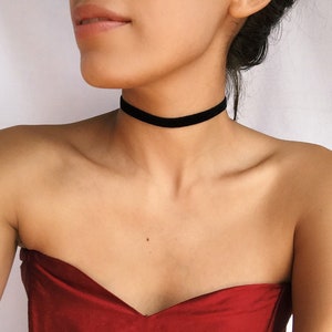 Thin black velvet choker STRETCH/ Stainless Steel/ black velvet chokers/ Y2K/ velvet chokers/black choker/ Cosplay/ 90s/ Christmas Gifts image 1