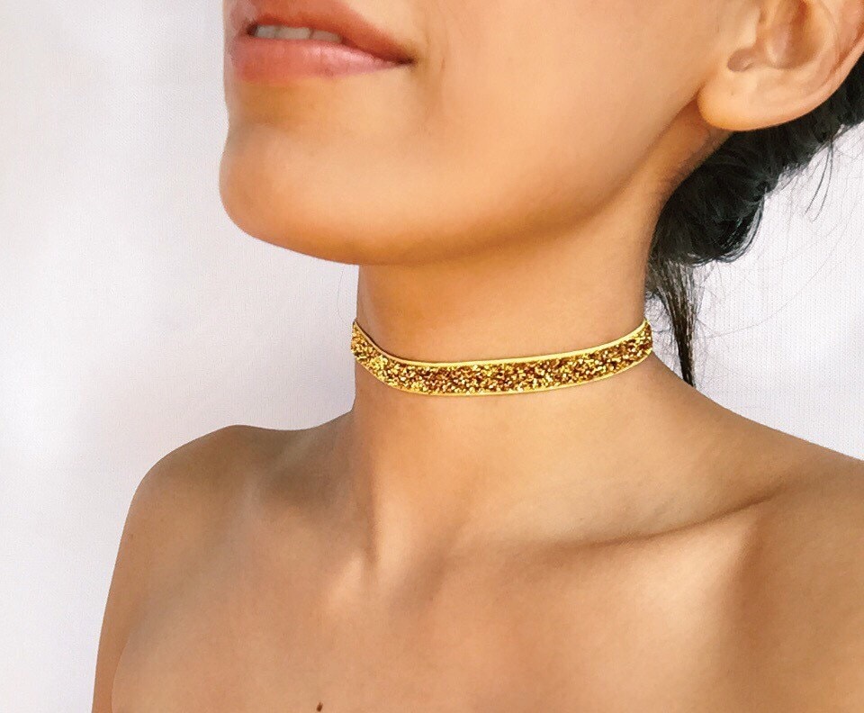 Gold Choker/thin Gold Chokers/glittery 