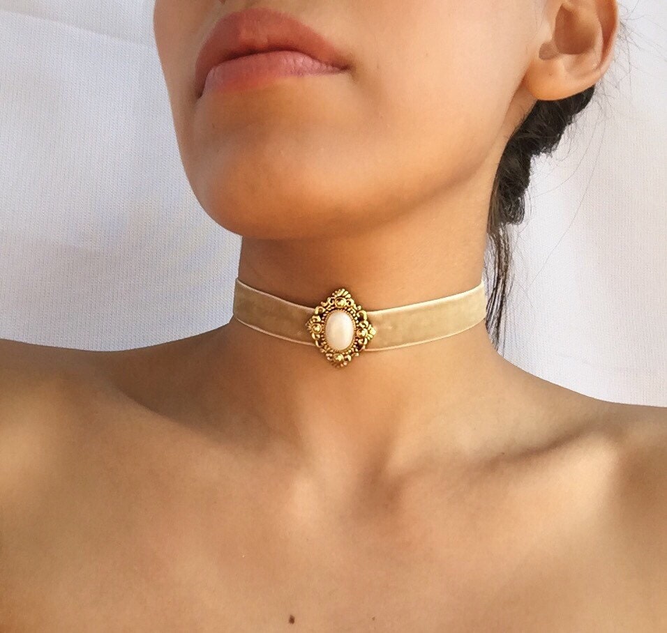 Victorian Chokevelvet Chokenude Color Chokers/edwardian | Etsy