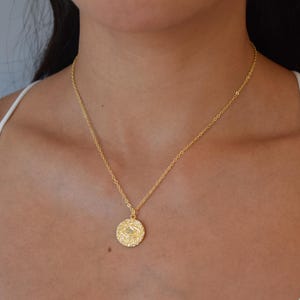 Gold Evil Eye Coin Necklace - Evil Eye Pendant - Gold Coin Pendant Necklace - Dainty Gold Necklace - Eye Coin Charm - Third Eye - Minimalist