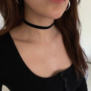 Thin black velvet choker STRETCH/ Stainless Steel/ black velvet chokers/ Y2K/ velvet chokers/black choker/ Cosplay/ 90s/ Christmas Gifts image 4