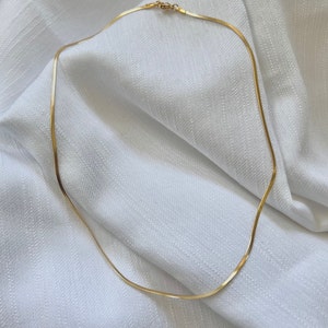 Gold 1.2mm herringbone necklace