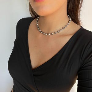 Oversized Ball Chain Necklace, Stainless Steel, Beaded Chain, Silver Ball and Chain Choker , Chunky Ball Chain, Grunge, Waterproof jewelry