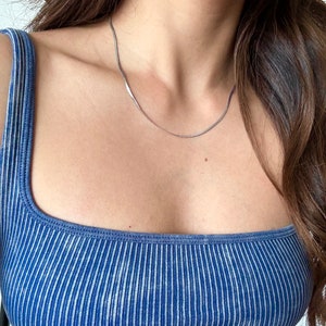 Gold Dainty Snake Chain Herringbone Necklace Layering Necklace Dainty Silver Necklace Minimalist Gold Snake Chain Gifts for Her image 10