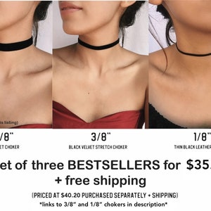 Luxe Black Velvet Choker / STAINLESS STEEL / Thick Black Choker / Goth Grunge/ Velvet Chokers / Black Choker / Cosplay Costume image 4