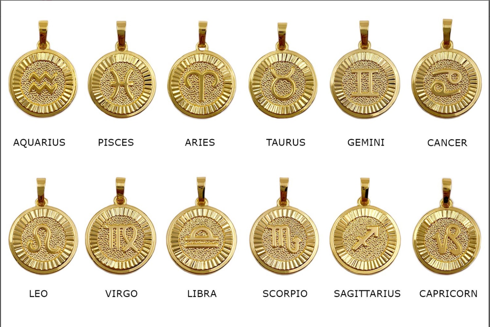 Gold Zodiac Choker/ 18K Gold Plated/ Round Zodiac Pendants/ Etsy