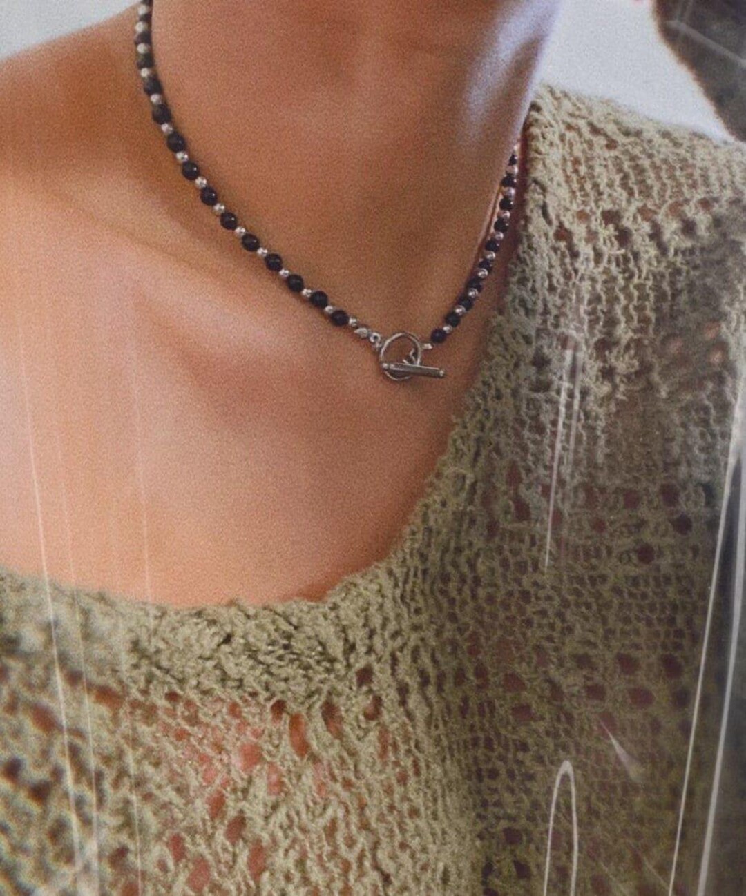 Black Irregular Stone Heavy Gothic Punk Layered Necklace