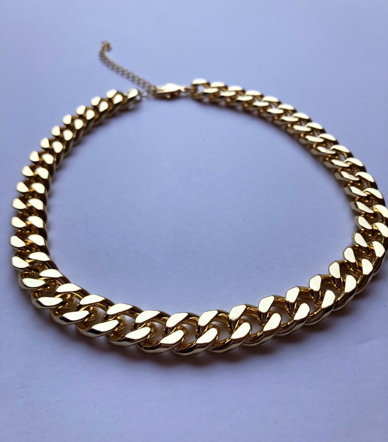 Lange Chunky Gold Halskette / 18K gold vergoldet / Curb Chain | Etsy