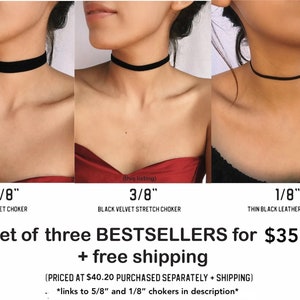 Thin black velvet choker STRETCH/ Stainless Steel/ black velvet chokers/ Y2K/ velvet chokers/black choker/ Cosplay/ 90s/ Christmas Gifts image 6