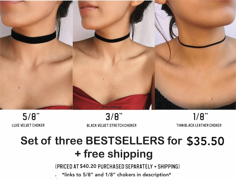 Thin black velvet choker STRETCH/ Stainless Steel/ black velvet chokers/ Y2K/ velvet chokers/black choker/ Cosplay/ 90s/ Christmas Gifts image 6