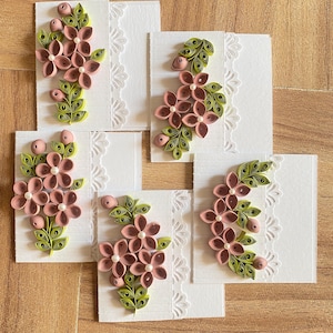 Set mit 5 leeren Quilled Floral Weihnachtsgrußkarten mit verpackten Umschlägen, Valentinsgrußkarten, Glückwunschkarten, Notecard Pack
