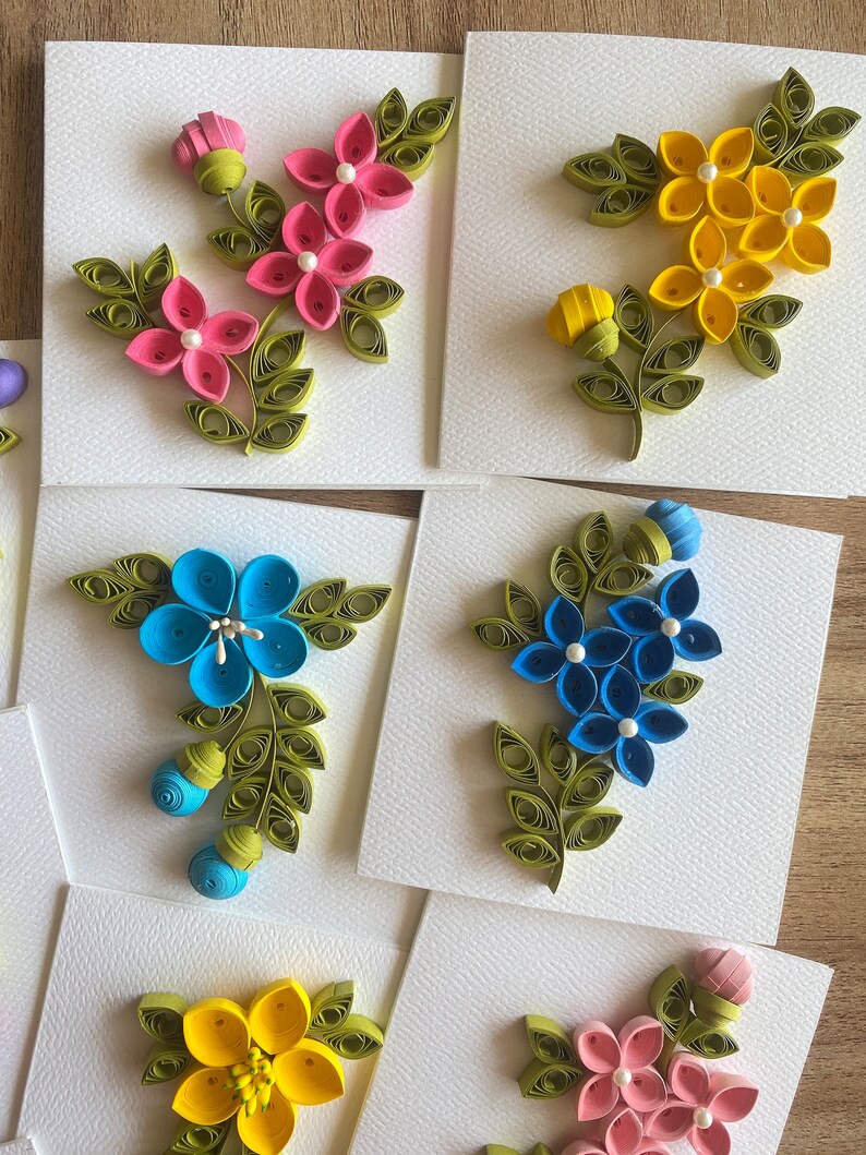 Set of 10 Blank Assorted Quilling Note Card Set With Boxed Envelopes ...