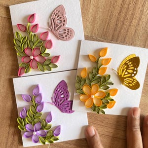Set mit 5 Quilling-Grußkarten mit verpackten Umschlägen, Valentinstags-Grußkarten, Dankeskarte, Favor-Karte, Quill Art-Karte