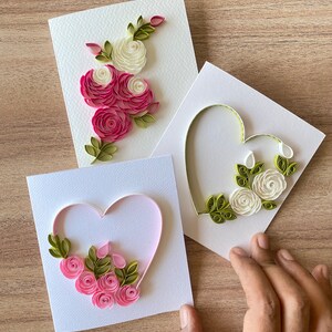 Set mit 3 Quilling-Weihnachtskarten mit verpacktem Umschlag, Quilling-Weihnachtskarten für Freunde, leere Karte, Weihnachtsbriefpapier, Karten