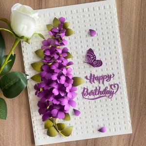Quilling verjaardagswenskaarten voor het schrijven van een bericht met kartonnen enveloppen, bloemengroeten, filigraan kaartformaat 8 x 11 inch