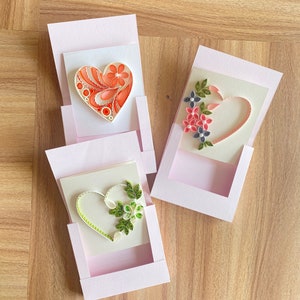 Conjunto de 3 cartões de nota de dia dos namorados com envelopes em caixa, cartões de dia dos namorados para amigos, cartão em formato de coração, cartão de amor, cartão para amigos