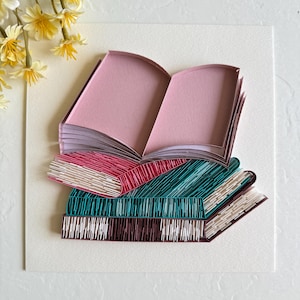 Carte de voeux d'anniversaire pour amoureux des livres, carte de voeux de remise des diplômes, voeux de félicitations, remise des diplômes, carte de voeux Quilling.