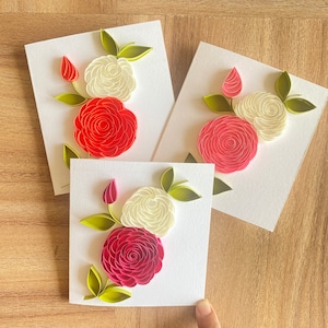 Set of 3 Quilling Valentines Note Cards with Boxed Envelopes, Valentine Cards for Friends, Heart Shape Card, love Card, Card for Friends
