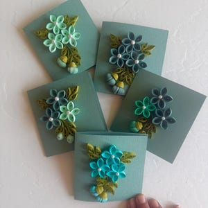 Set di 5 biglietti di auguri natalizi floreali quilled vuoti con buste in scatola, biglietti di auguri per San Valentino, biglietti di congratulazioni, biglietti di ringraziamento