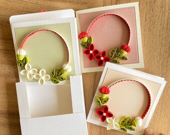Set of 3 quilling cards, Blank quilled art card, Quilling greeting card for all occasions birthday thank you congratulations favor cards