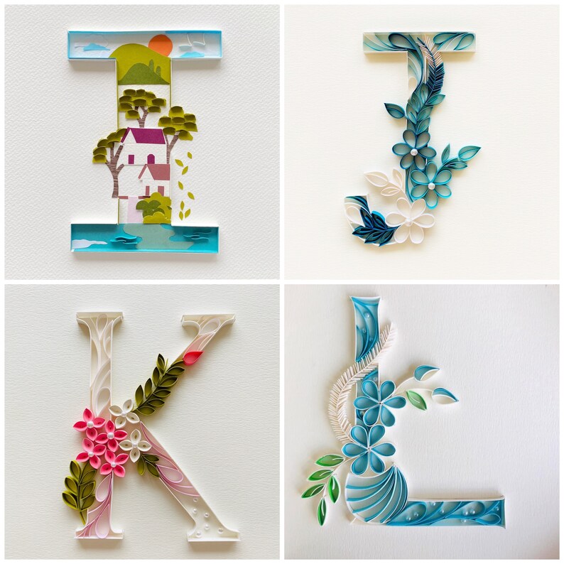 Quilling Initial Handmade Quilled Art Framed Quilling Art Etsy