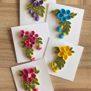 Set di 5 biglietti di auguri natalizi floreali quilled vuoti con buste in scatola, biglietti di auguri per San Valentino, biglietti di congratulazioni, biglietti di ringraziamento