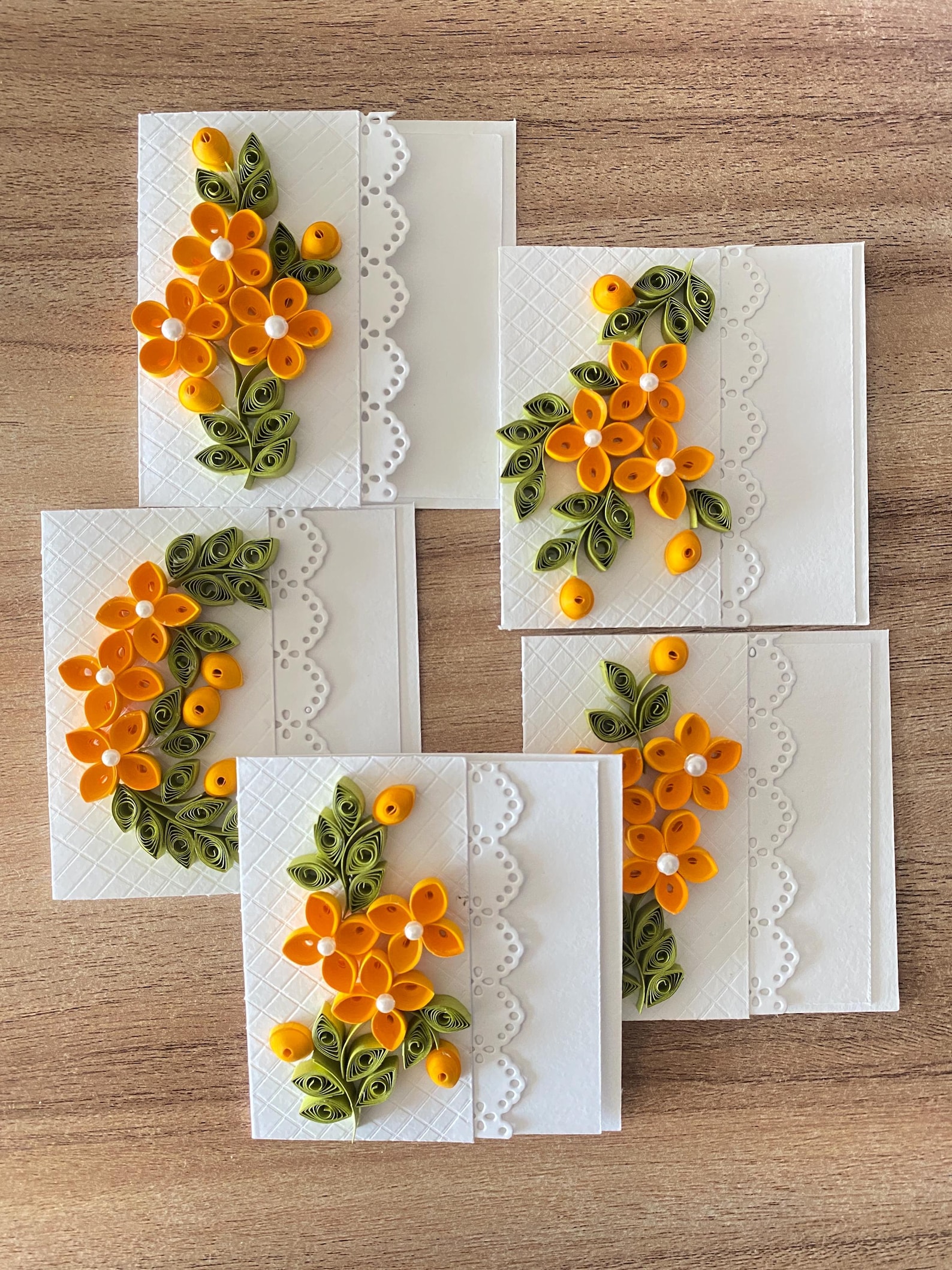 Quilled Floral Note Card Set: Handmade Paper Flower Cards (set of 5) - Etsy