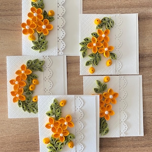 Set di 5 biglietti di auguri natalizi floreali quilled vuoti con buste in scatola, biglietti di auguri per San Valentino, biglietti di congratulazioni, biglietti di ringraziamento