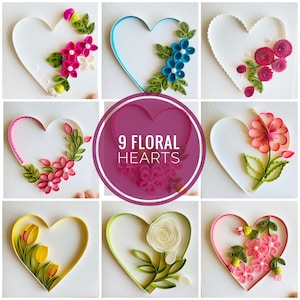 Tutorial video quilling -1 Corso di quilling con cuori floreali, realizzazione di quilling cuore floreale, motivo quilling a cuore, download digitale