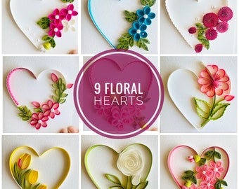 Quilling video tutorials -1 Floral Hearts Quilling Course, Making of Quilling Floral Heart, Quilling Heart Pattern, Digital Download