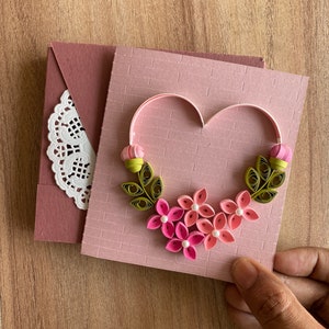 Set mit 3 Quilling-Weihnachtskarten mit verpacktem Umschlag, Quilling-Weihnachtskarten für Freunde, leere Karte, Weihnachtsbriefpapier, Karten