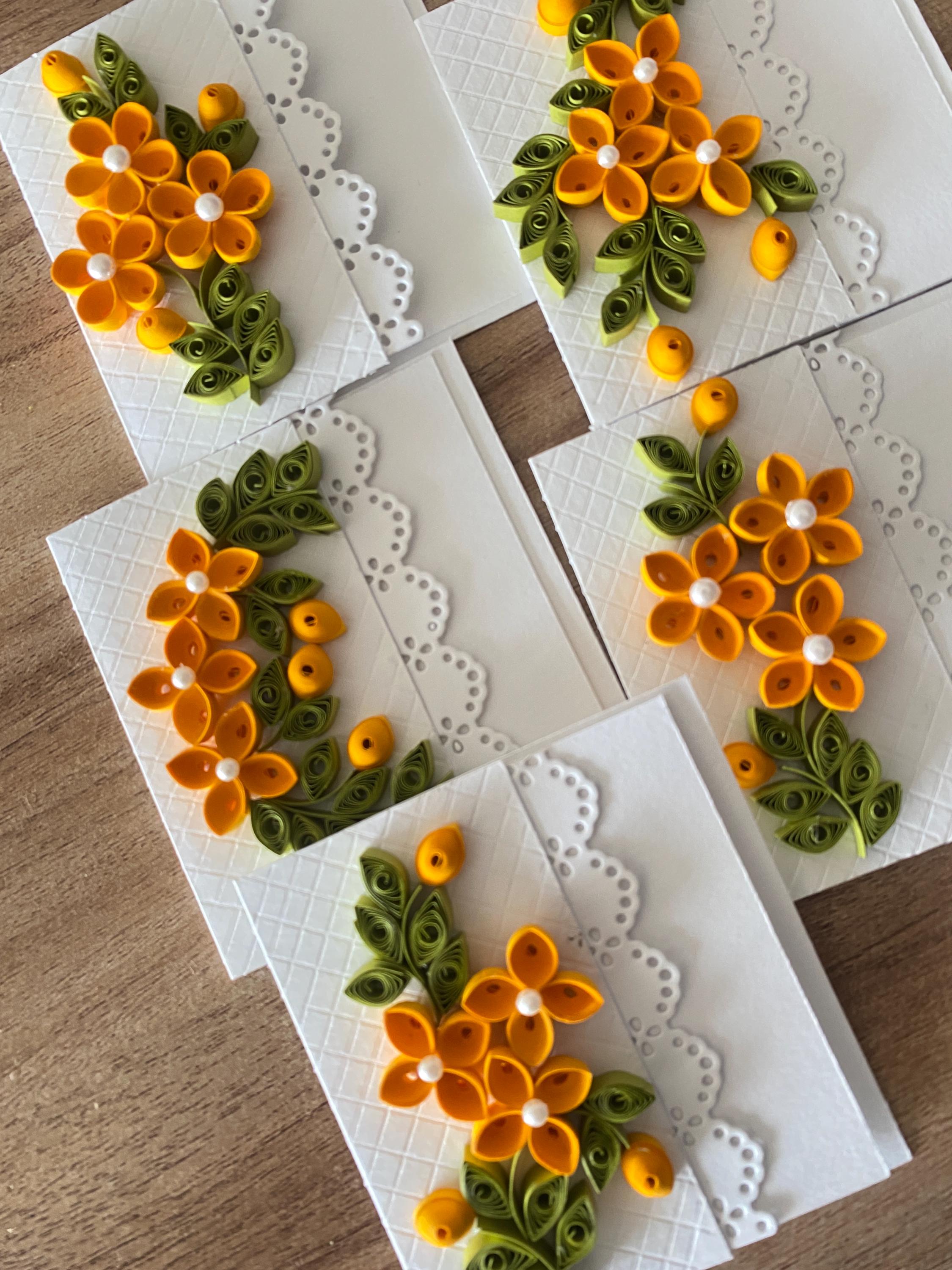 Quilled Floral Note Card Set: Handmade Paper Flower Cards (set of 5) - Etsy