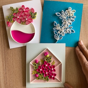 3er Set Quilling-Weihnachtskarten mit verpacktem Umschlag, Quilling-Weihnachtskarten für Freunde, Blankokarten, Weihnachtsbriefpapier, Karten