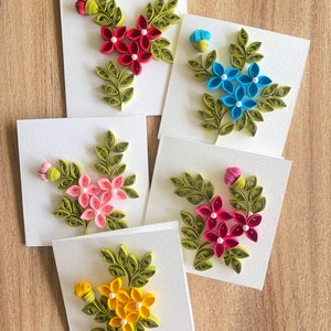 Set mit 5 leeren Quilled Floral Weihnachtsgrußkarten mit verpackten Umschlägen, Valentinsgrußkarten, Glückwunschkarten, Dankeskarten