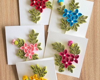 Set of 5 Quilling  Blank Card Set with Boxed Envelopes, Handmade Greeting Card Pack, Cards for Valentines,  Birthday , Wedding ,