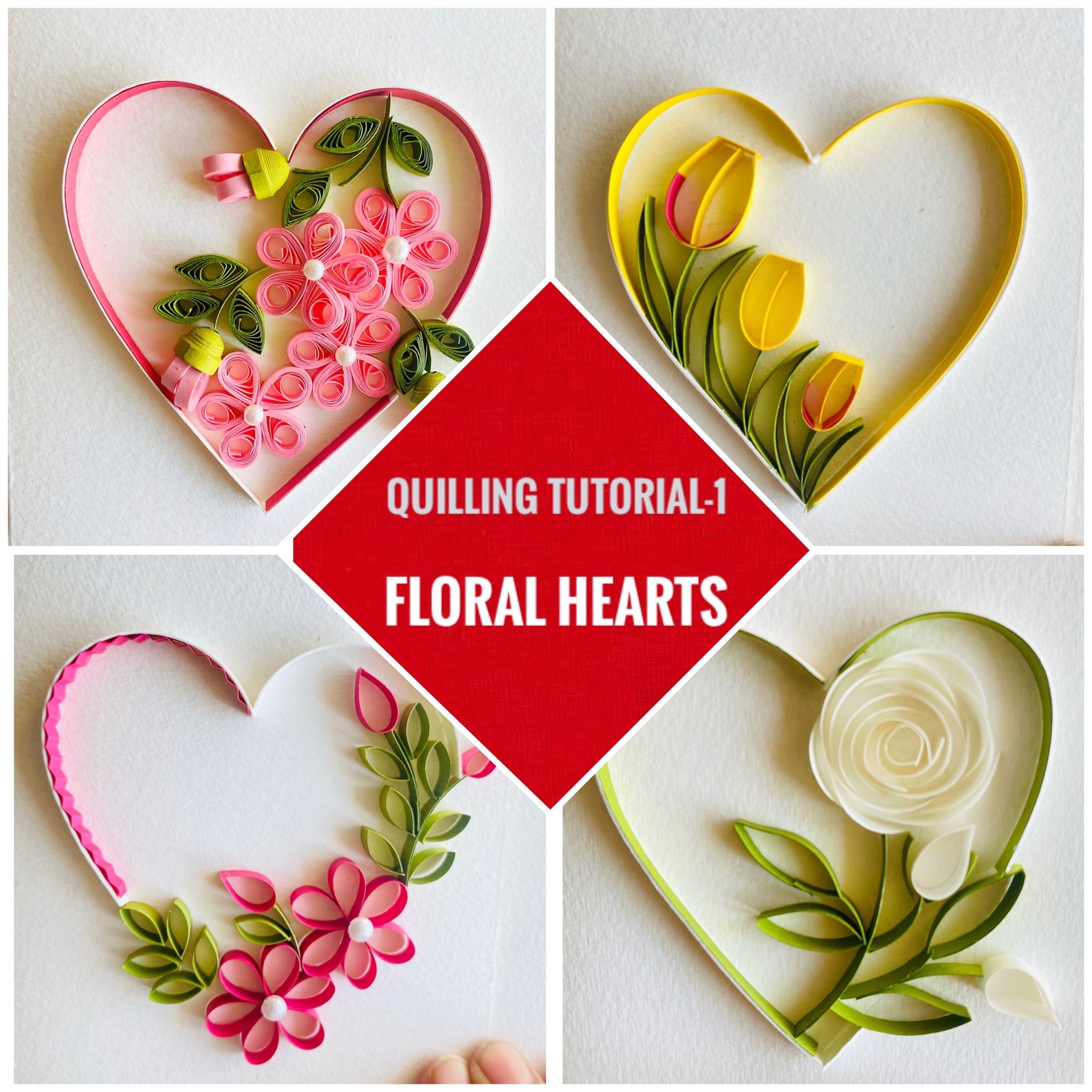 Quilling Video Tutorials 1 Floral Hearts Quilling Course Etsy