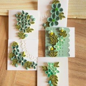 Set mit 5 leeren Quilled Floral Weihnachtsgrußkarten mit verpackten Umschlägen, Valentinsgrußkarten, Glückwunschkarten, Dankeskarten