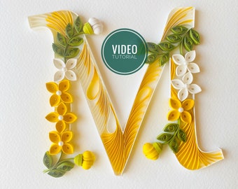 Quilling Video Digital Download Learning of Initial M, How to Make, Quilling Tutorial Letter M, Quilling Course, Instant Download