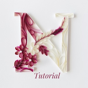 Quilling Tutorial Digital Download Letter N, Quilling Pattern On Initial N, Quilling Video on Letter N,How To Do, Quilled Initial Making