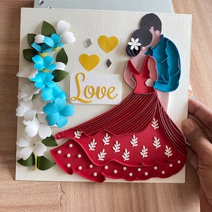 Tarjetas de felicitación hechas a mano en blanco para escribir mensajes, tarjeta de cumpleaños para mamá, saludos florales, tarjeta de quilling, tarjeta para papá