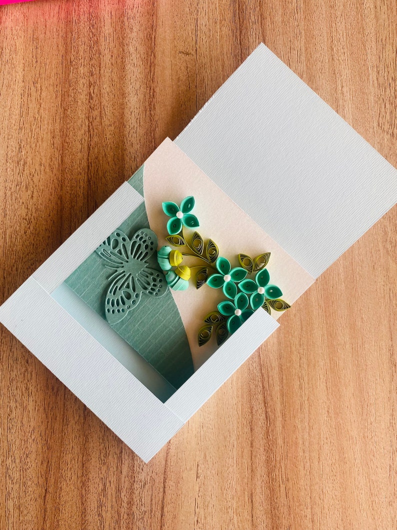 Set of 3 Quilling Blank Card Set With Boxed Envelopes, Handmade